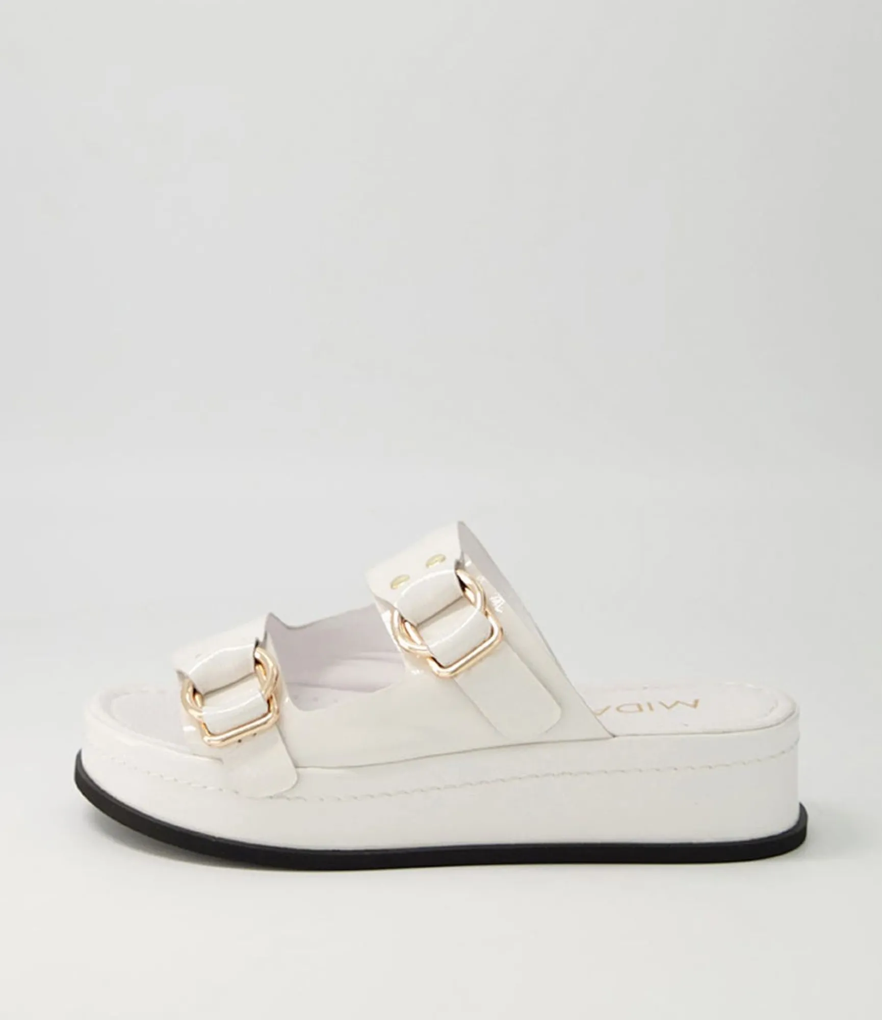 Outlet Midas Shoes Wandery White Wrinkle Patent Sandals