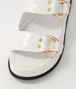 Outlet Midas Shoes Wandery White Wrinkle Patent Sandals