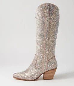 Cheap Midas Shoes Westin Silver Jewel Fabric Knee High Boots