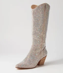Cheap Midas Shoes Westin Silver Jewel Fabric Knee High Boots