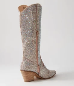 Cheap Midas Shoes Westin Silver Jewel Fabric Knee High Boots