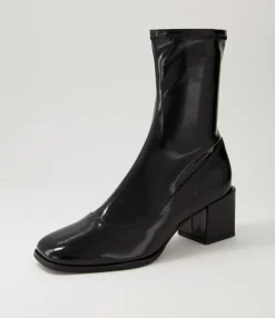 Fashion Midas Shoes Westina Black Stretch Patent Pu Ankle Boots