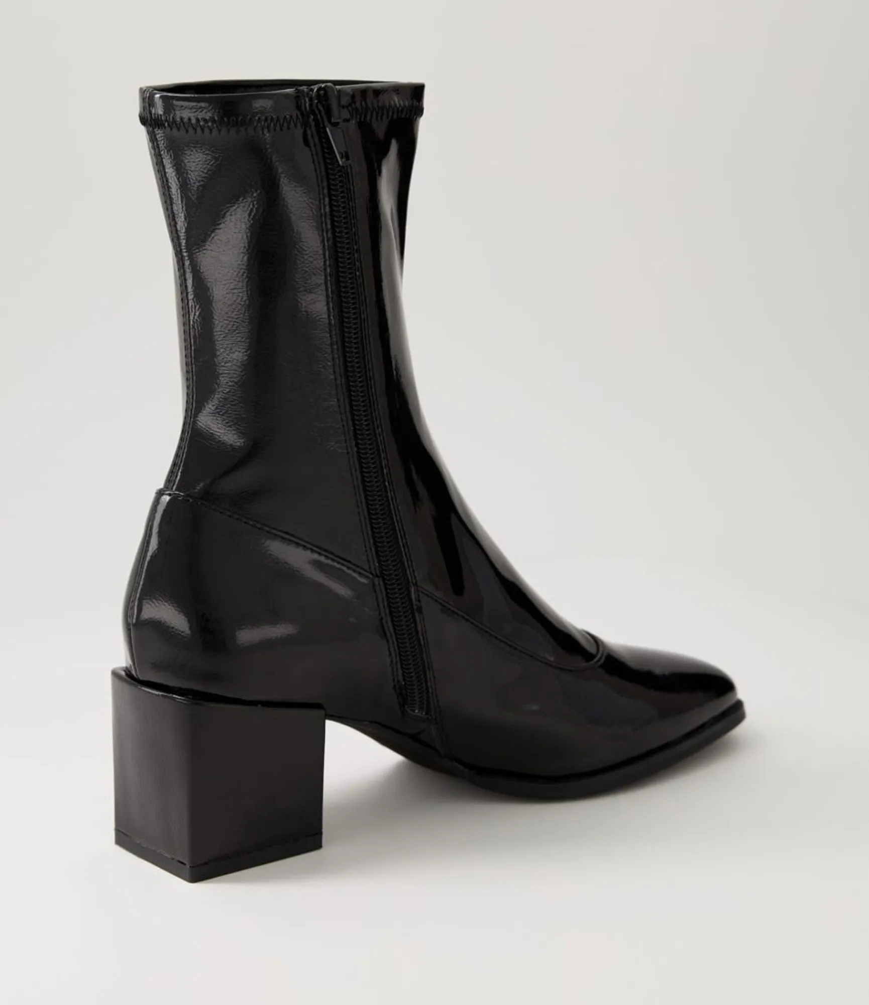 Fashion Midas Shoes Westina Black Stretch Patent Pu Ankle Boots