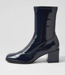 Cheap Midas Shoes Westina Navy Stretch Patent Pu Ankle Boots
