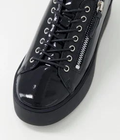 New Midas Shoes Wether Black Patent Leather Sneakers