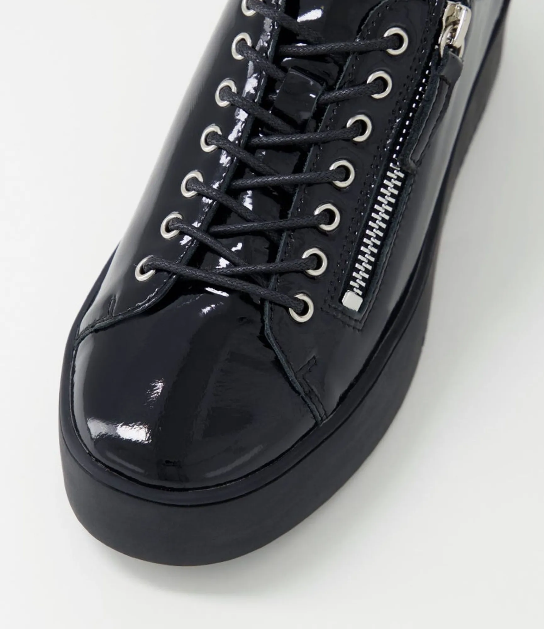 New Midas Shoes Wether Black Patent Leather Sneakers