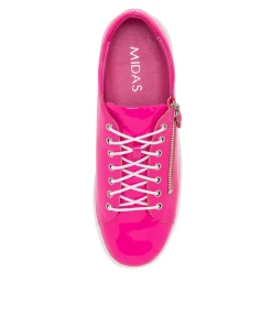 Fashion Midas Shoes Wether Hot Pink Patent Leather Sneakers Ws