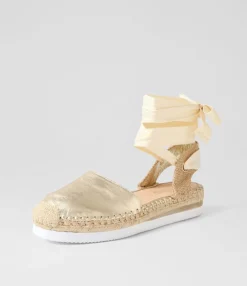 Fashion Midas Shoes Willa Pale Gold Leather Espadrilles