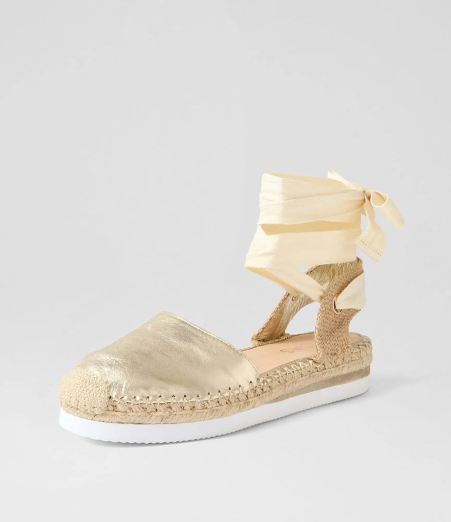 Fashion Midas Shoes Willa Pale Gold Leather Espadrilles