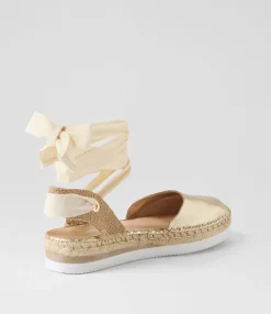 Fashion Midas Shoes Willa Pale Gold Leather Espadrilles