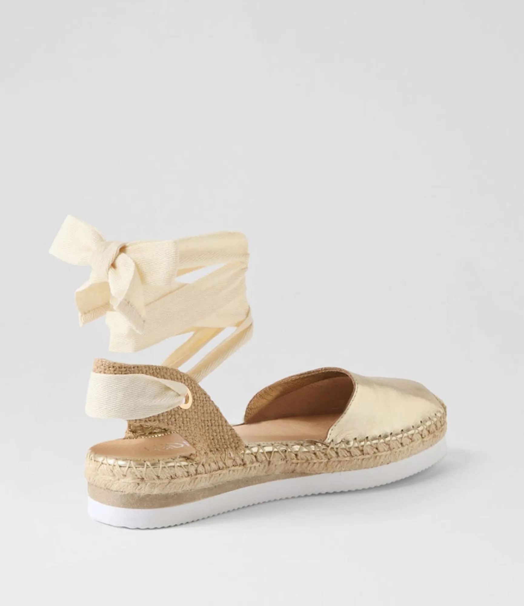 Fashion Midas Shoes Willa Pale Gold Leather Espadrilles