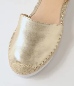 Fashion Midas Shoes Willa Pale Gold Leather Espadrilles
