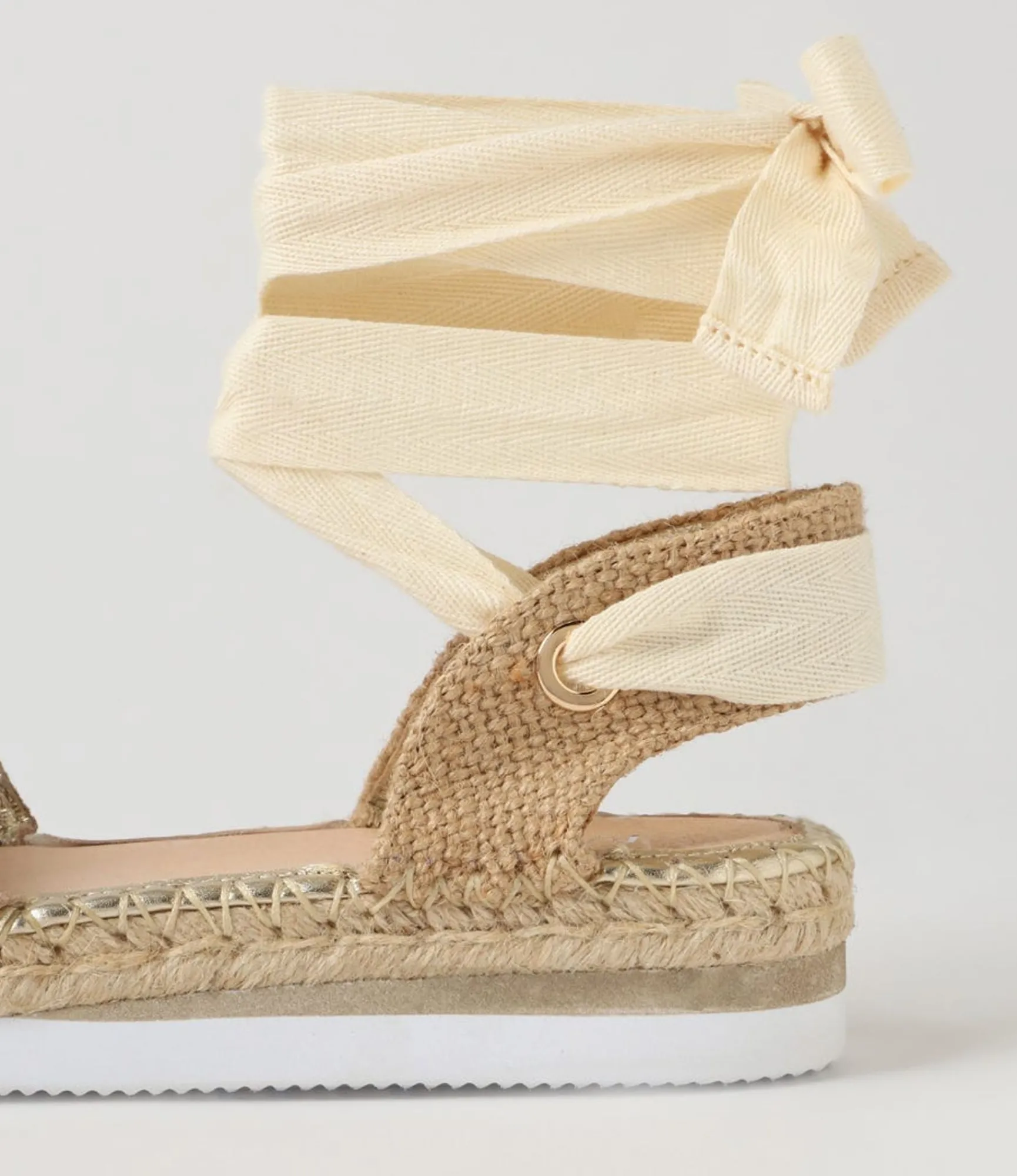 Fashion Midas Shoes Willa Pale Gold Leather Espadrilles
