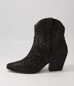 Cheap Midas Shoes Willis Black Jewel Fabric Ankle Boots Bh