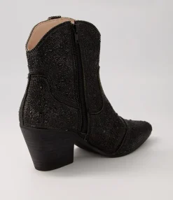 Cheap Midas Shoes Willis Black Jewel Fabric Ankle Boots Bh