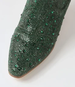 Fashion Midas Shoes Willis Green Jewel Fabric Ankle Boots