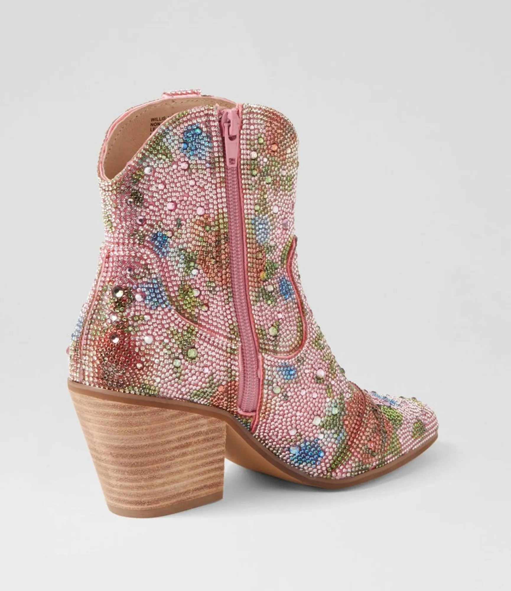 Store Midas Shoes Willis Pink Multi Jewel Fabric Ankle Boots