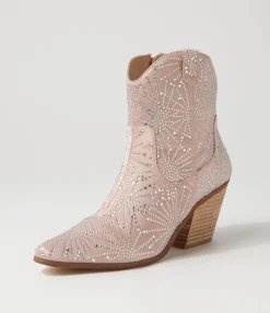 Flash Sale Midas Shoes Willowy Nude Jewel Fabric Ankle Boots