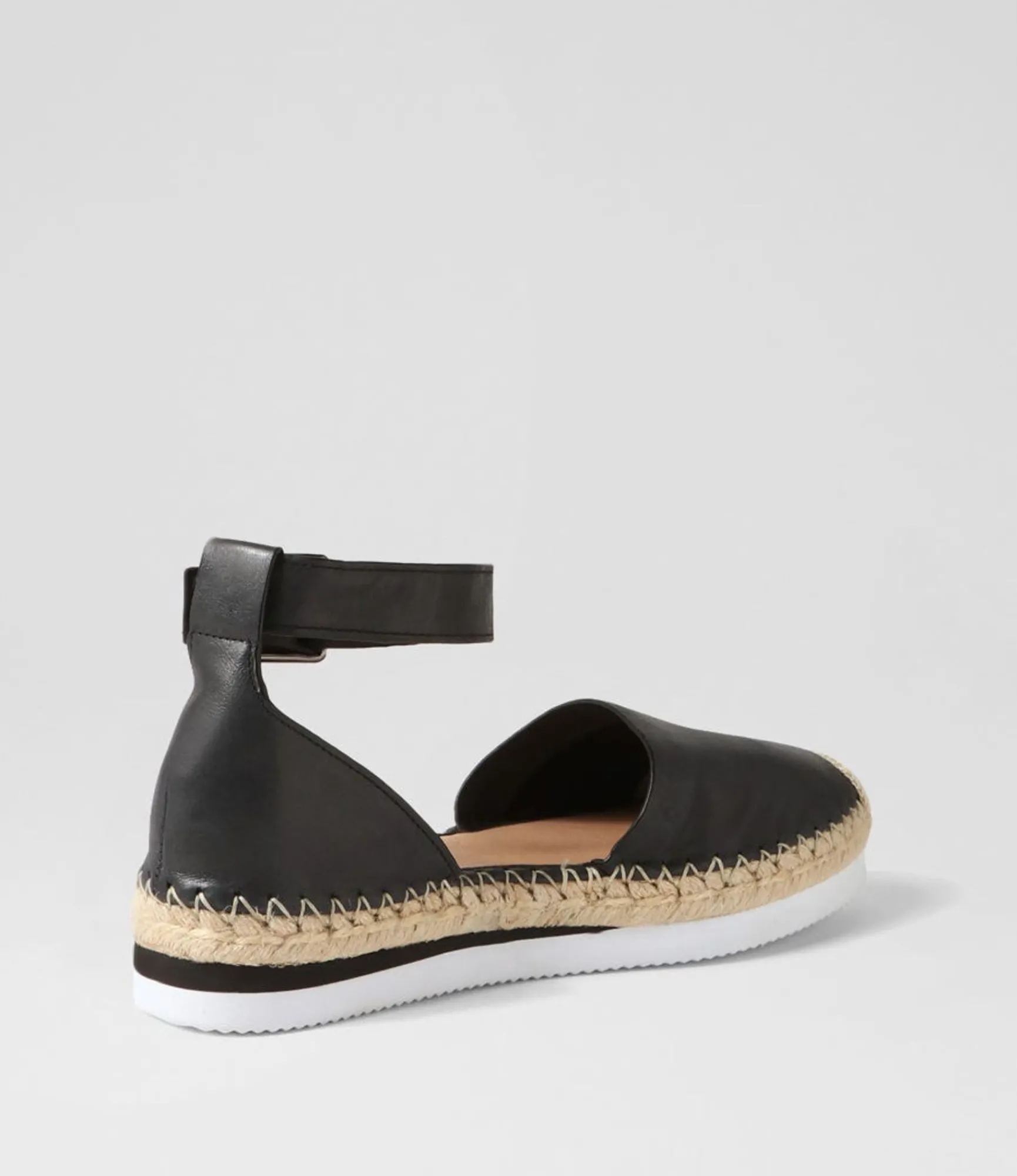 Clearance Midas Shoes Wynona Black Leather Espadrilles