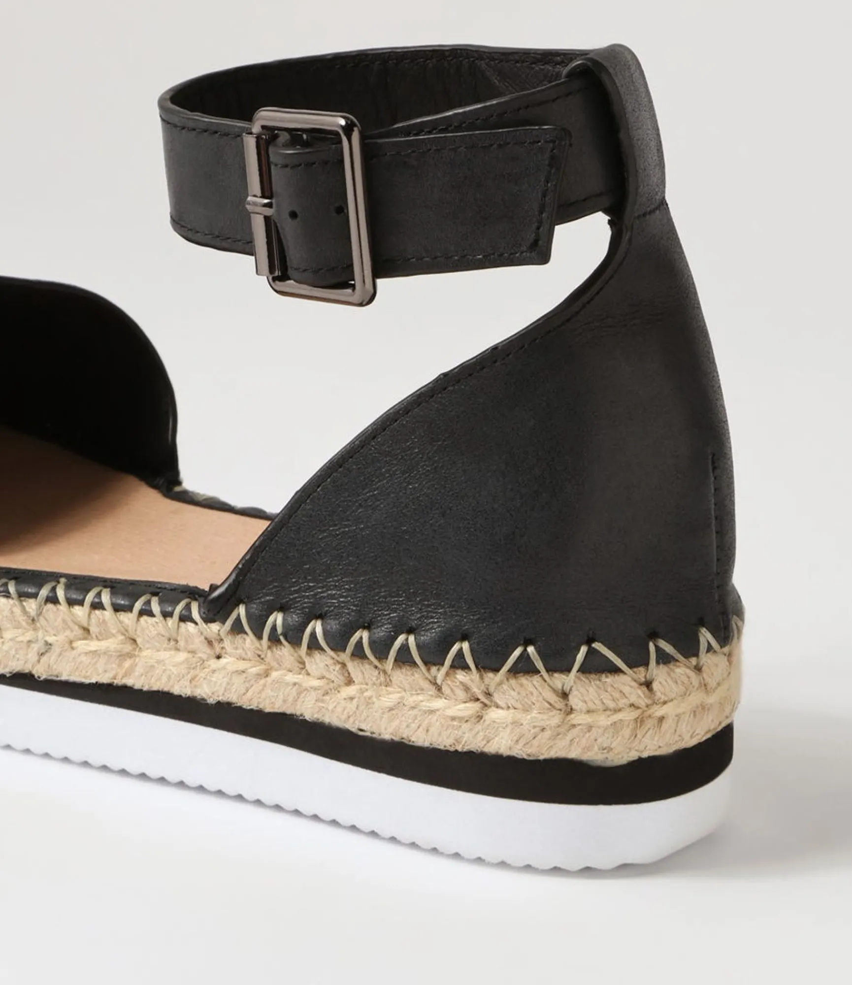 Clearance Midas Shoes Wynona Black Leather Espadrilles
