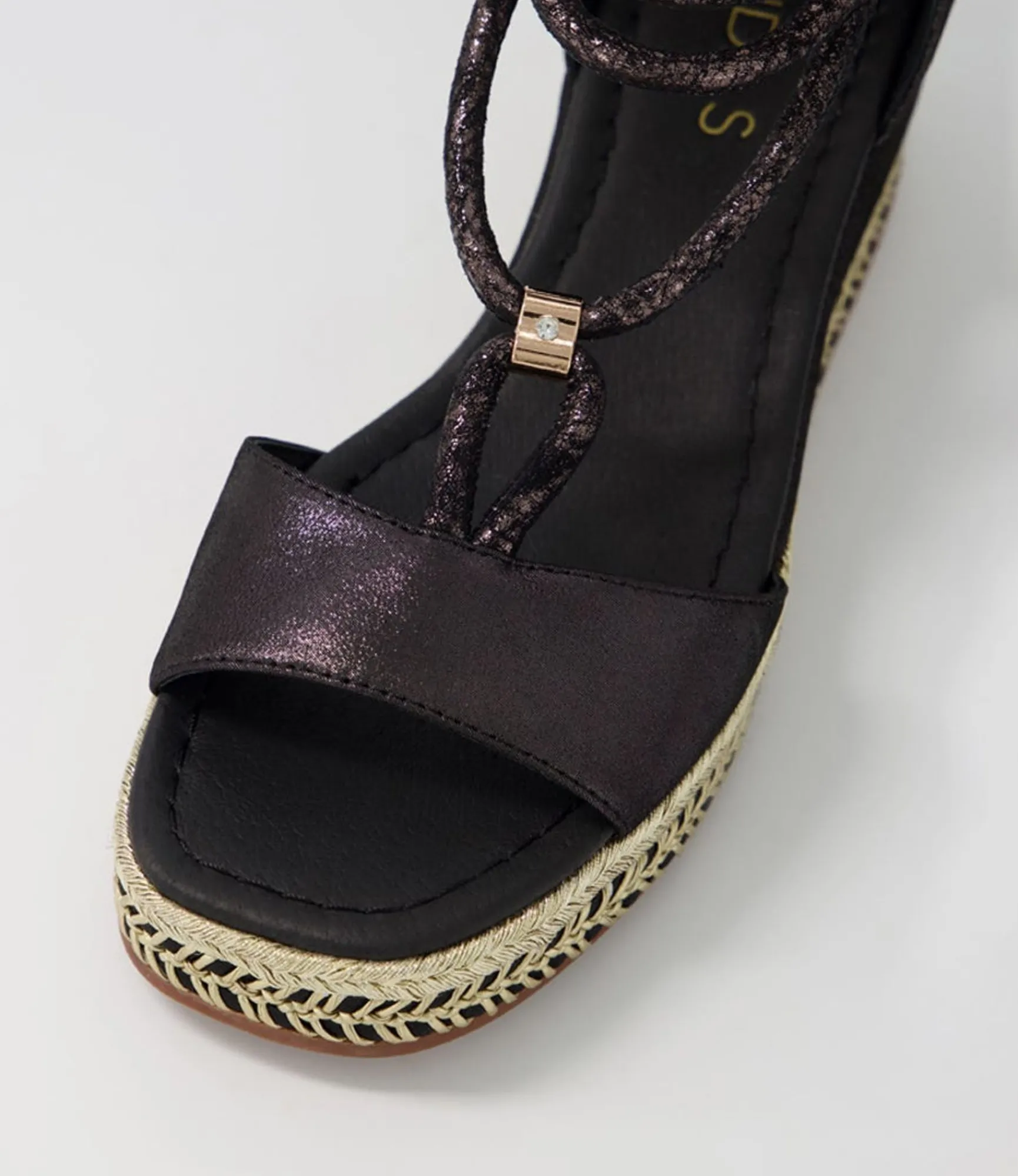 Cheap Midas Shoes Xavia Black Shimmer Leather Sandals