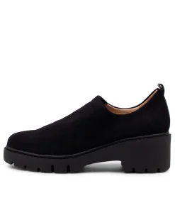 Shop Midas Shoes Xilis Black Stretch Microsuede Heels