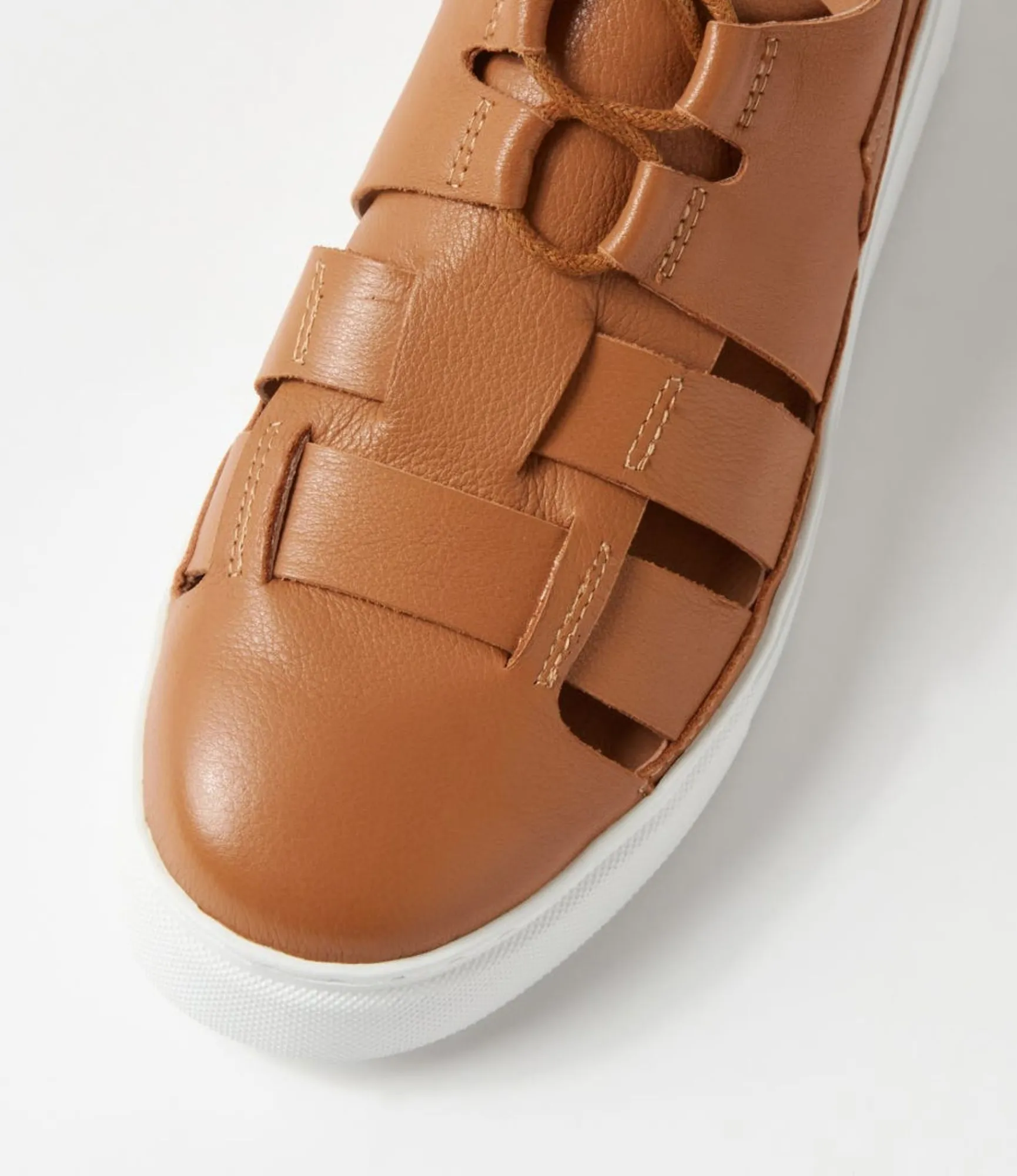 Online Midas Shoes Yaos Dark Tan White Leather Sneakers