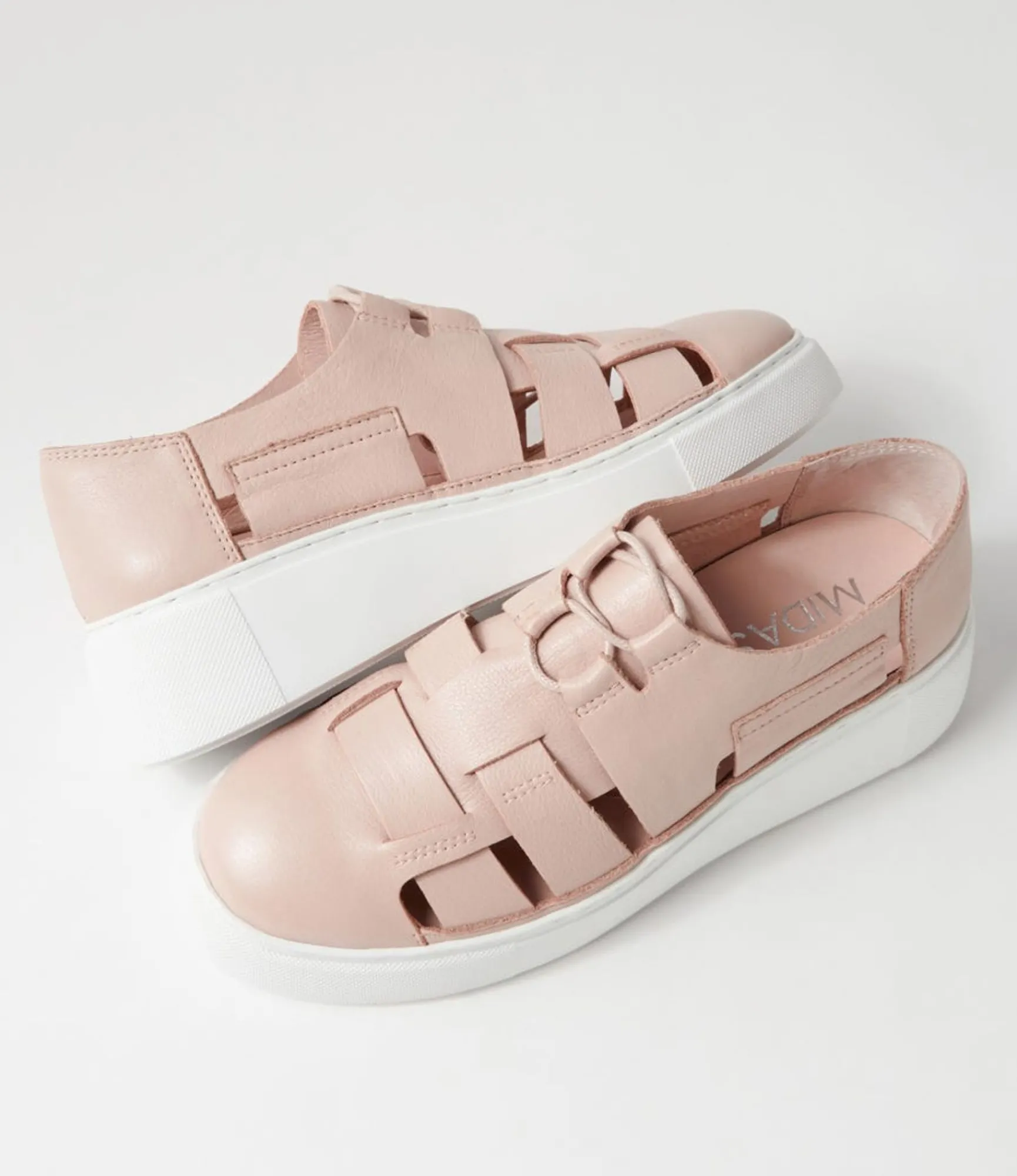 Best Midas Shoes Yaos Rose White Leather Sneakers