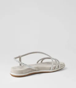 Online Midas Shoes Yepper Silver Suede Jewels Sandals