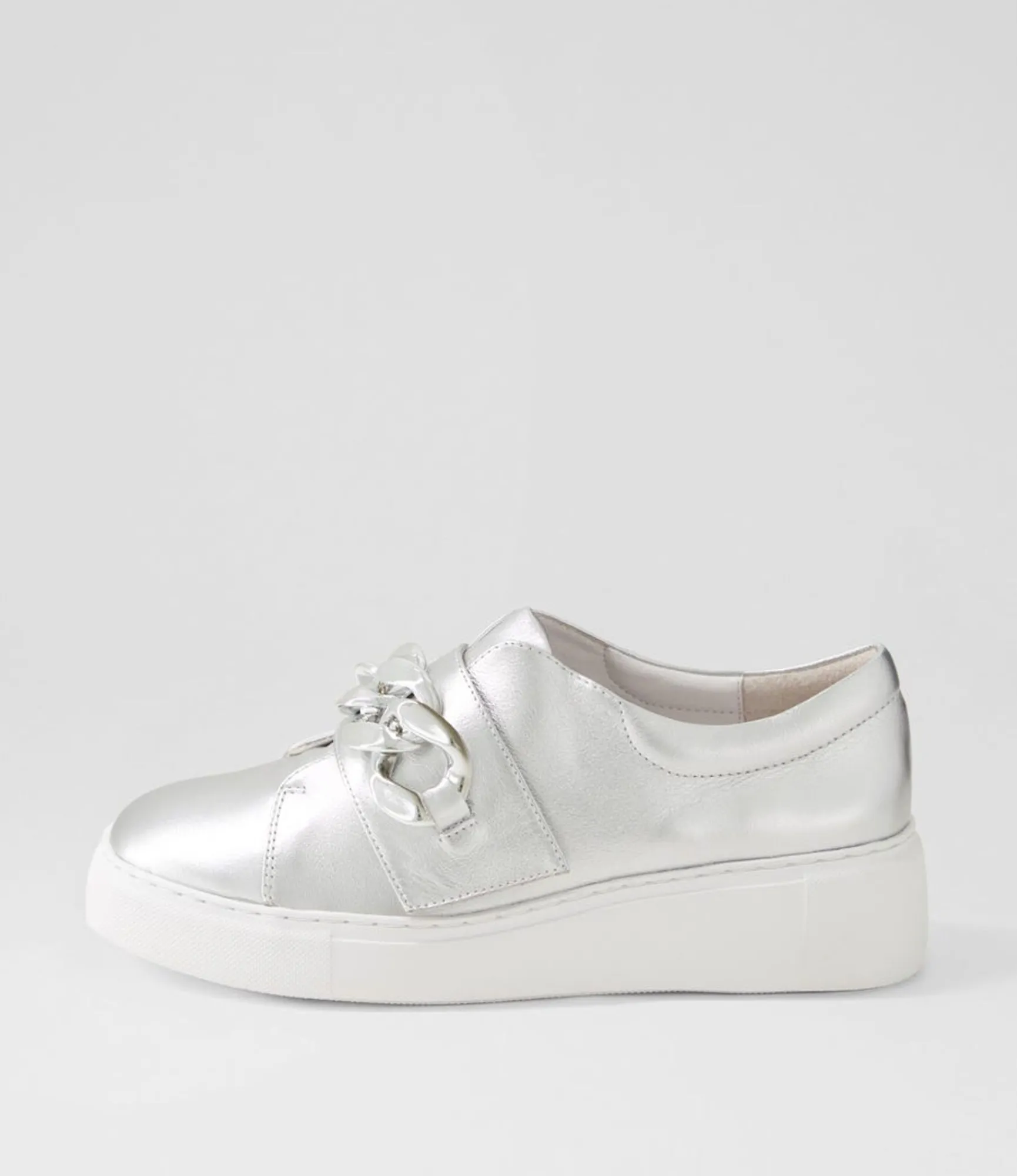 Best Sale Midas Shoes Yessa Silver White Leather Sneakers