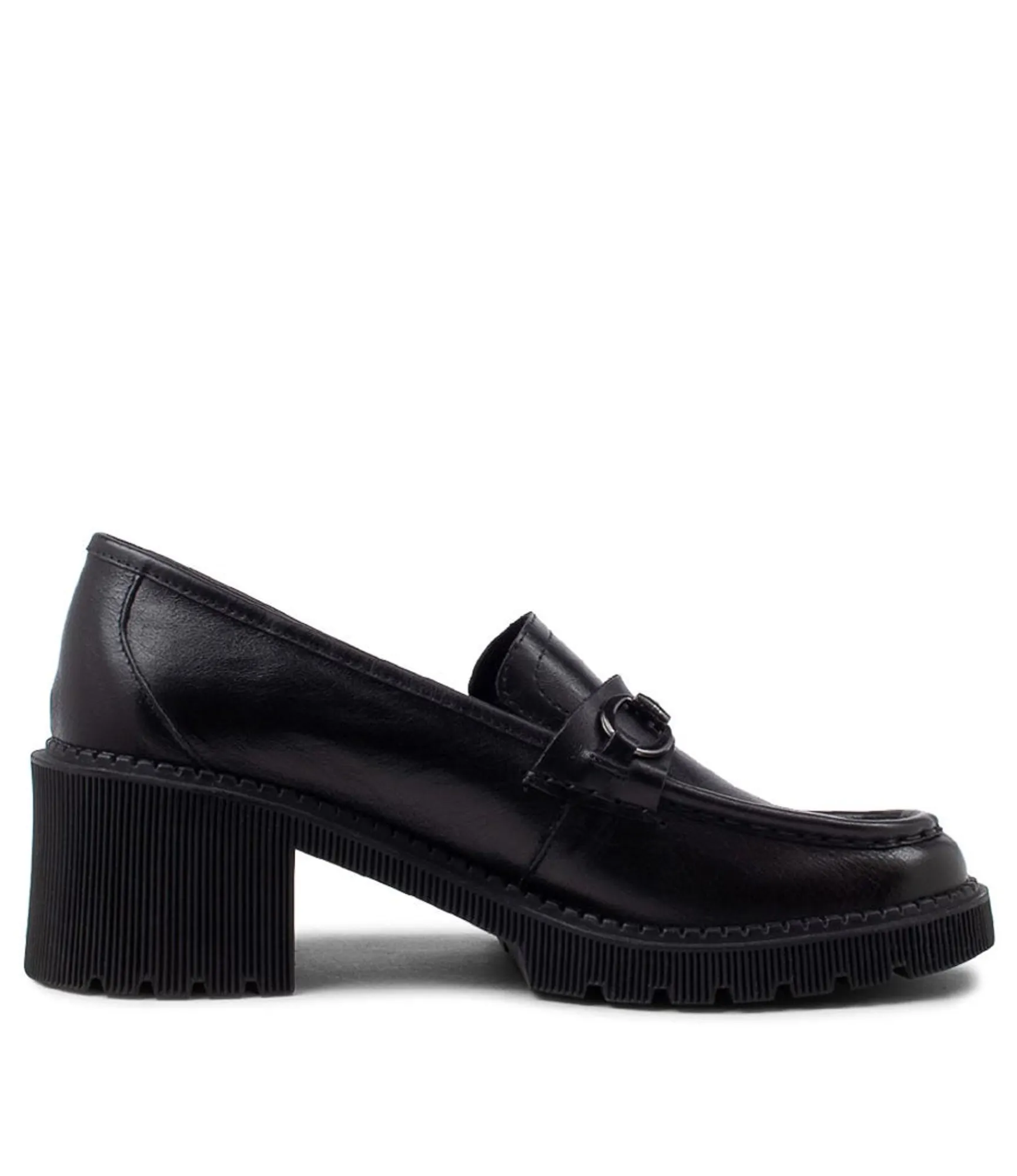 Store Midas Shoes Zoei Black Leather Heels