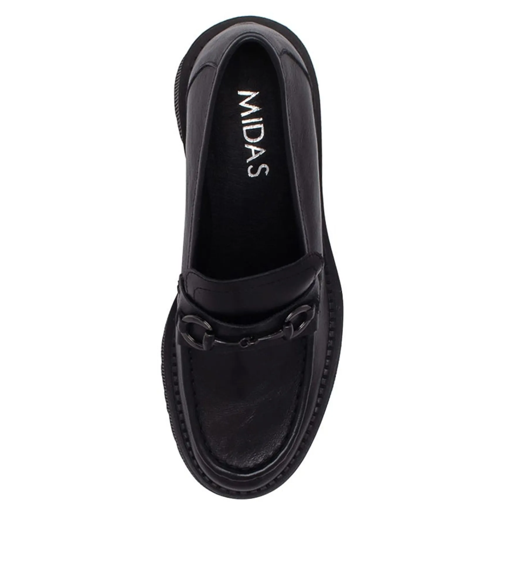 Store Midas Shoes Zoei Black Leather Heels