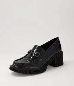Cheap Midas Shoes Zoei Black Patent Leather Heels