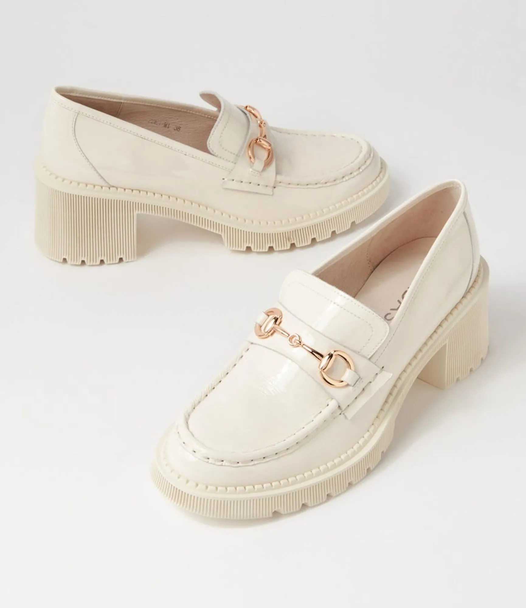 Fashion Midas Shoes Zoei Ivory Patent Leather Heels