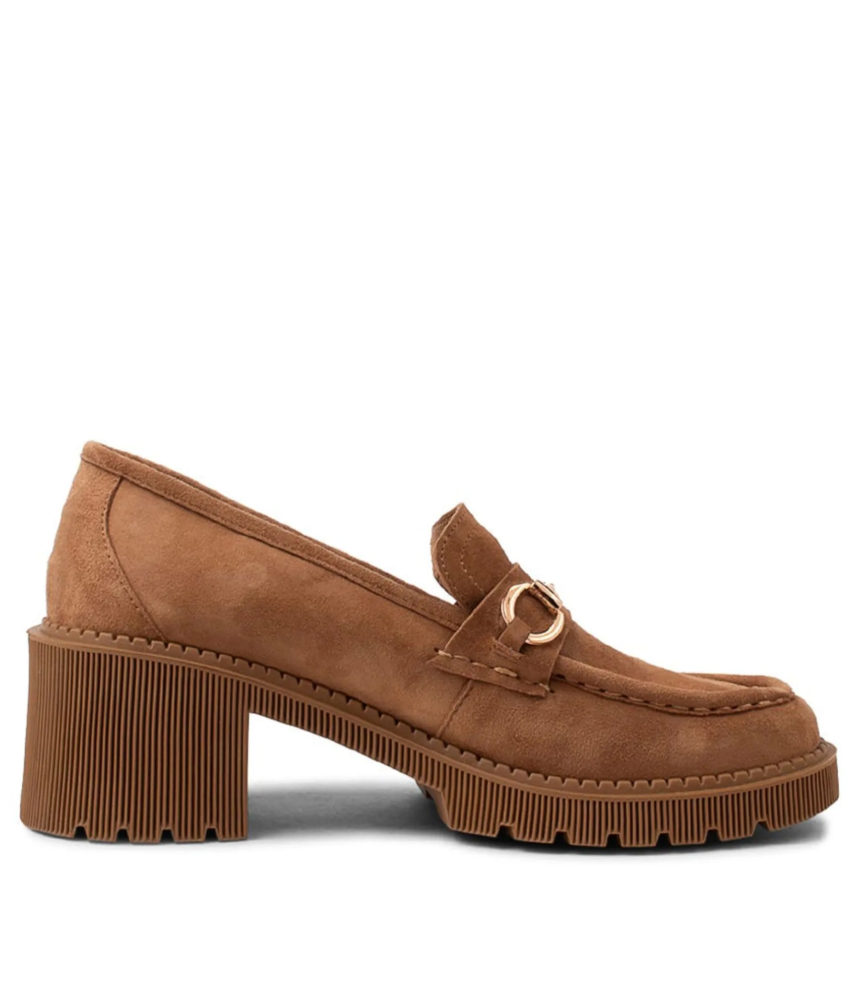 Shop Midas Shoes Zoei Light Choc Suede Heels