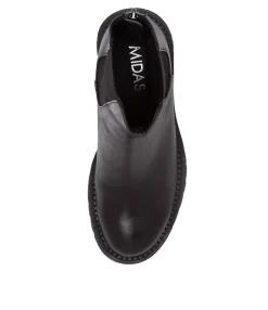 Best Sale Midas Shoes Zorry Black Leather Ankle Boots